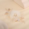 BERYUAN Flower Girls White Hair Comb with Gold Leaves, Pearls and Floral Accents for Bride, Bridesmaid, or Wedding Headpiece