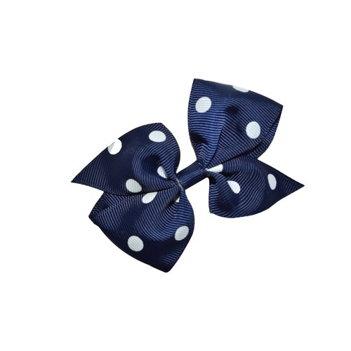 Funny Girl Designs 3.5 Inch Polka Dot Pinwheel Bow (Alligator Clip), Navy with White Dots)