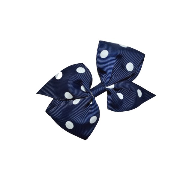 Funny Girl Designs 3.5 Inch Polka Dot Pinwheel Bow (Alligator Clip), Navy with White Dots)