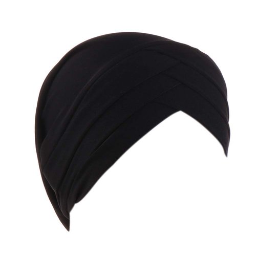 Fxhixiy Hijab Chemo Cancer Beanies Turbans Hats Cap Twisted Hair Cover Headwrap Turban Headwear for Women (Black)