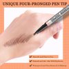Eyebrow Pencil with Eyebrow Gel, Ruicen 2-in-1 Microblading Eyebrow Pen and Brow Gel with 4 Fork Tip, Real-Looking-Fill Define and Shape Brows, 24H Wear, Waterproof & Smudge-proof, Light Brown