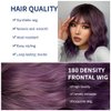MUPUL Ombre Purple Wig Short Body Wavy Bob Wigs for Women With Bangs Shoulder Length Synthetic Cosplay Party Wig for Girls Daily Use Colorful Wigs