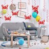 Maicaiffe Crab Birthday Hanging Swirl Decorations - Glitter 12 Pcs Ocean World Sea Animal Party Supplies - Baby Shower Streamers - Cute Crab Party Foil Swirls Ceiling Decorations