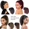 10inch Short Kinky Straight Ponytail Afro Clip in Hair Extensions Ponytail Warp Around Natural Puffing Ponytail (Black to Auburn brown)