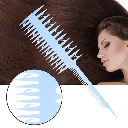 Hair Highlight Comb Set Heat Resistant, Double sided Wide Fine Tooth Highlight Comb for Hair Dye, Hair Stylist, Highlighting Comb (Blue)