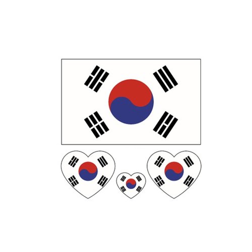 ZPDNURZL 10 Sheets Korea Flag Tattoos Stickers 40 Pcs Waterproof Sweat Sports National Flag Removable Fake Tattoos