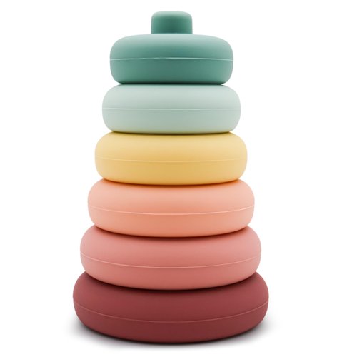 PANDAPLAY Stacking Toys, Teething Toys, Silicone Soft Building Blocks, Promote Developmental Skills, Early Education for Babies and Toddler 6months+