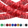 4 Pack Float Fringe Curtains, Metallic Foil Fringe Garland Shiny Tassel Foil Float Parade Float Decorations for Trailer Car Graduation Homecoming Outdoor Indoor 4th of July Party (Red)