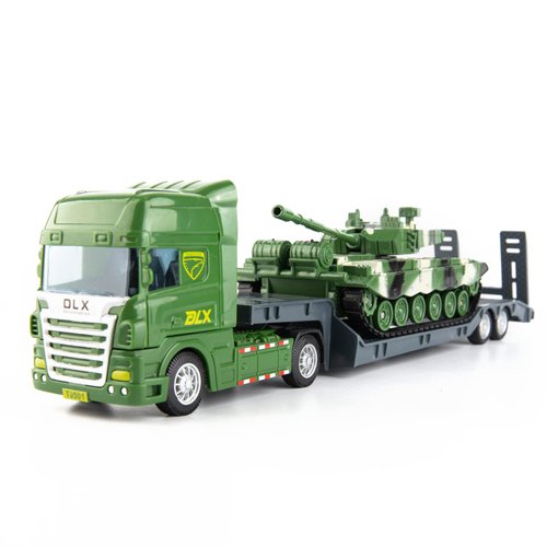 TGRCM-CZ Flatbed Truck Toy with Tank,Army Toys, Semi Flatbed Trailer-Push and Go Toy Trucks, Construction Trucks for Toddlers,Plastic Toy,Gift for Age 3 and up Kids Toddlers Children Present