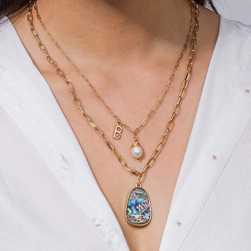 fxmimior Bohemian 2 Tier Gold Simple Punk Layered Necklace Dainty Coin Beaded Chain Pearls Pendant Long Necklaces Jewelry for Women