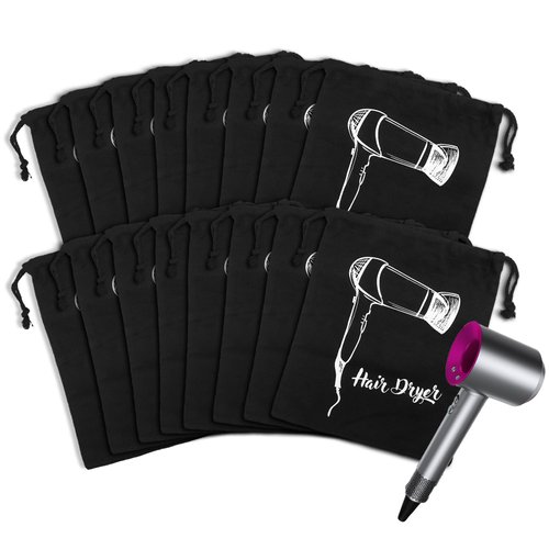 Hair Dryer Bags Bulk, Hairdryers Storage Drawstring Pouch, Blow Dryer Case Container Hairdryer and Styling Tools Accessories Bags for Hotel Home Airbnb Travel Bathroom 13.7 x 11.8 in (8 PCS Black)