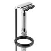 Linkidea Stainless Steel Safety Razor Stand, Brush Shaving Holder, Deluxe Men's Shaving Holder Base, Brush and Razor Holder Stand with Non-Slip Base, Black (Height 3.7")