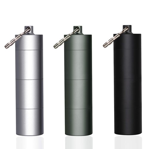 3 Packs Portable Keychain Pill Holder Case, EFFIET 3 Compartments Metal Pocket Emergency Pill Container Dispenser Box Outdoor Medicine Bottle Tin for Daily Supplyment (Mixed Color)