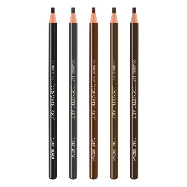 Apooliy Waterproof 5Pcs Eyebrow Pencil Set Pull Cord Peel-off Brow Pen Long Lasting Smudge Proof Eye Makeup Eyeliner Dark Brown