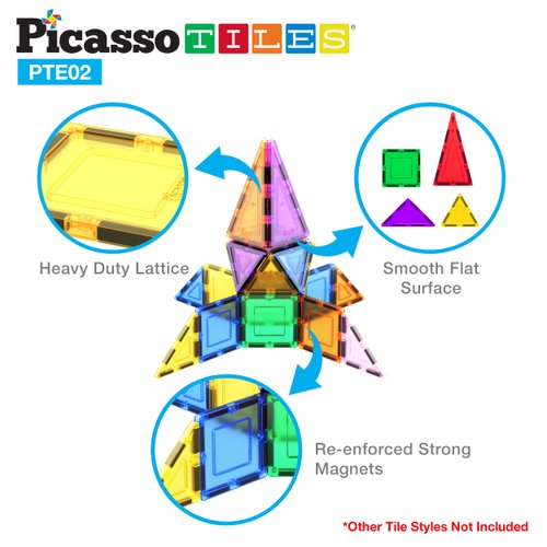 PicassoTiles 12 Pcs Magnetic Building Block Set Right Triangle Magnet Tiles Construction Toy STEM Learning Kit Educational Playset Playboard Pretend Play Stacking Blocks Child Brain Development PTE02