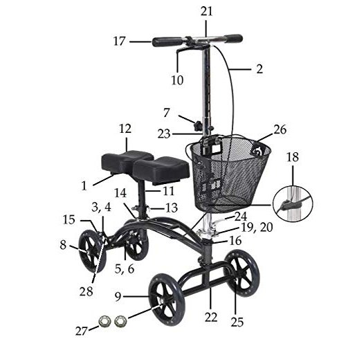 Drive Steerable Knee Walker Replacement Parts (Model 796) (9. Front or Rear Wheel Assembly)