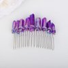 Teyglen Raw Crystal Quartz Hair Comb Clear Crystal Hair Side Comb Mermaid Rhinestone Hair Comb Sun Moon Goddess Headpiece Decorative Hair Accessories for Women Girls (Purple)