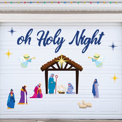21 Pcs Christmas Garage Door Magnets Decoration Nativity Magnet Set Christmas Garage Magnetic Stickers Holy Night Nativity Scene Magnet Set Xmas Nativity Magnet with Angles for Metal Door Garage