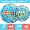 Wiooffen 96 Pcs Science Party Plates Napkins Tableware Set Mad scientist Supplies Disposable Dinnerware Little Scientist Decoration Favors for Kids, 24 Guests