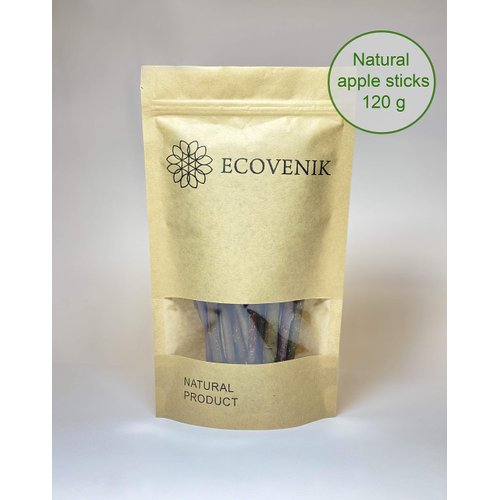 ECOVENIK Apple Sticks 120 gram Rabbit & Hamster Chew Toys - 100% Natural & Organic Chinchilla Food, Treats for Guinea Pig, Squirrels, Parrots & Other Small Animals (Made in Ukraine)