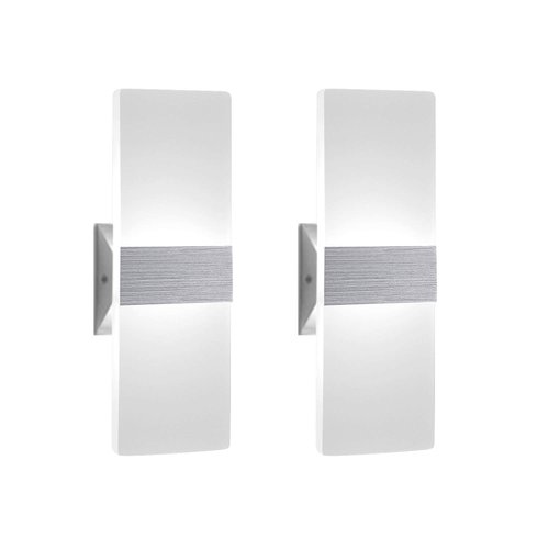 ChangM Modern Wall Sconce 12W, Set of 2 LED Wall Lamp Cool White Acrylic Material Hardwired Wall Mounted Wall Lights