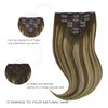 Marat Hair Extensions Clip in Human Hair, Balayage Chocolate Brown to Caramel Blonde Clip in Hair Extensions 14 inch 120g Straight Clip in Hair Extensions Human Hair