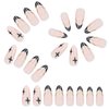 Vaveah 24 Pcs Press on Nails Medium, Acrylic Stiletto Fake Nails with Stars, False Nails with Nail Glue on Nails for Women (Black French and Stars)