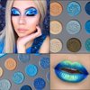 Afflano Blue Eyeshadow Palette Matte Shimmer, Highly Pigmented Waterproof Space Blue Eye Shadow Palette, Navy Silver Blue Glitter Eyeshadow Pallet for Christmas Snowflake Blue Eyes Makeup