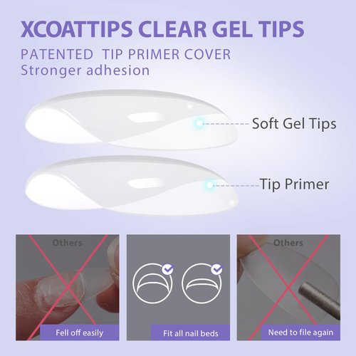 Extra Short Almond Nail Tips - BTArtbox XCOATTIPS Gel Nail Tips Natural with Tip Primer Cover, Pre-shaped Full Matte Oval Gel Press On Nails Clear Soft Fake Nails for Acrylic Nail Extensions