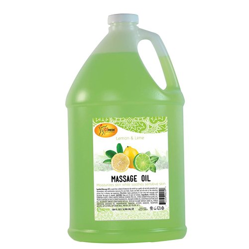 SPA REDI - Massage Oil, Lemon and Lime, 32 Oz - Professional Full Body Massage Therapy, Manicure, Pedicure - Relax Sore Muscles and Repair Dry Skin, Enhanced with High Absorption Oils and Vitamin E