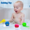 Set of 4 Octopus Baby Bath Toys Rubber Kids Squishy Sensory Stress Relief Pool Floating Toys for Kids, Cute Goodie Bag Fillers for Boys and Girls, Pink, Blue, Green and Yellow