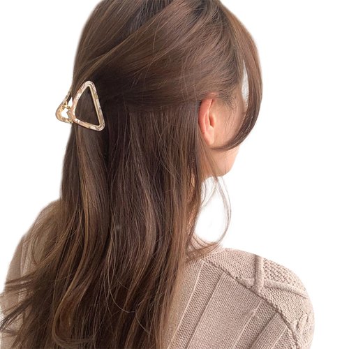Ovche 2 Pack Triangle Acetate Metal Claw Hair Clips No Slippage Stylish Hair Clamp Grip for Thick Hair Jaw Comb Hairclips Hair Catch with Teeth Hair Updo Grip for Bath,SPA,Washing,Makeup (Tortie)