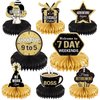 8 Pieces Retirement Party Decorations Retirement Honeycomb Centerpieces Gold and Black Retirement Table Decorations for Man and Women Happy Retirement Party Supplies, Adventure Begin