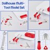 10 Pieces Mini Dollhouse Tool Set Mini Doll House Repair Multi Tool Include A Red Tin Box, 4 Outdoor Tools and 5 Repair Tools, Funny Mini Party Dollhouse Decoration Accessories