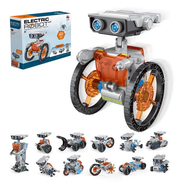 AESGOGO 12-in-1 Electric Robot Kit, STEM Projects Toys for Kids Age 8-12 Birthday Gifts, DIY Building Science Experiment Kit Battery Powered Education for Boys Girls Aged 8 9 10 11 12 13 14 Years Old