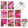 The Best Card Company - 10 Blank Note Cards with Flowers (4 x 5.12 Inch) - Floral Notecards, All Occasion Boxed Assortment - Cosmos-Politan M6029
