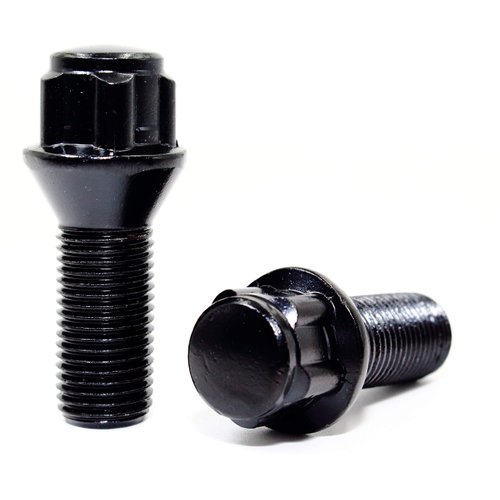 Set of 4 Veritek 14x1.5mm Black Wheel Bolt Locks for Aftermarket Custom Wheels Only Conical Seat 28mm Shank