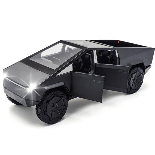 Cybertruck Model: 1/24 Diecast Metal Toy Trucks with Lights and Sounds, Mini Vehicles Toys for Boys, Ages 3 and Up (Gray)