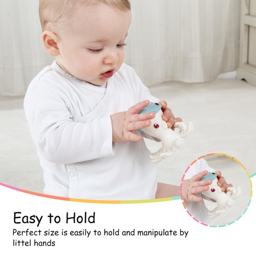 Baby Teether Teething Toys for Babies 3-12 Months, Fun Baby Teething Toys for Infant 12-18 Months, Mombella Octopus Teethers 6 Month Old, Silicone Comfort Chewing Toy for Kids, Iron Green