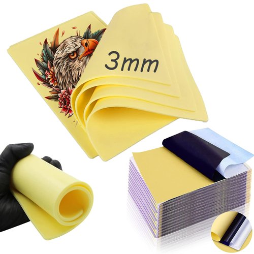 Tattoo Practice Skins with Transfer Paper,Yugui 18Pcs 3mm Tattoo Fake Skin Kit with 3Pcs Tattoo Skin Practice and 15Pcs Tattoo Stencil Paper Tattoo Starter Kit for Tattoo Supplies