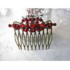 Generic Antique bronze garnet red crystal hair comb barrette clip bridal clip bridal, 10