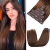 Clip in Hair Extensions,22 Inch Straight Human Hair Clip in Extensions Seamless Straight Hair Extensions Thick Long Synthetic Hairpieces For Women Natural Hair (Medium Brown)