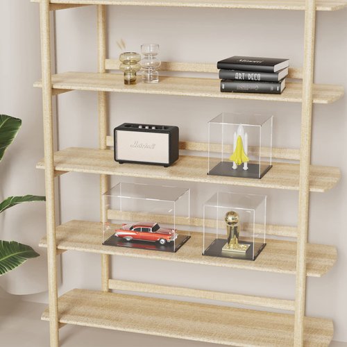 HEMYLU Acrylic Box with Matte Black Base, 5 inch Cube Clear Acrylic Display Case, Dust-Proof Display Case for Collectibles, Toys (5x5x5 inch)