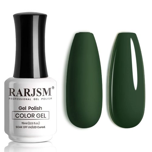 RARJSM Hunter Green Gel Polish, Emerald Green Nailpolish Soak Off UV LED Forest Green Nail Gel Po...