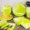 durony 144 Pieces Tennis Paper Plates and Napkins Dinnerware Set Tennis Birthday Party Tableware Supplies Includes Paper Plates Napkins Forks Serve 24 for Sports Tennis Party Supplies