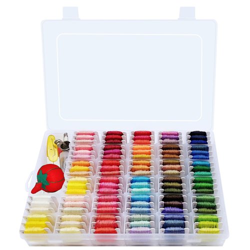 Peirich Embroidery Floss Cross Stitch Supplies, Friendship Bracelets String Kit Embroidery Floss Kits with Organizer Box - Gift for Halloween Christmas Birthday