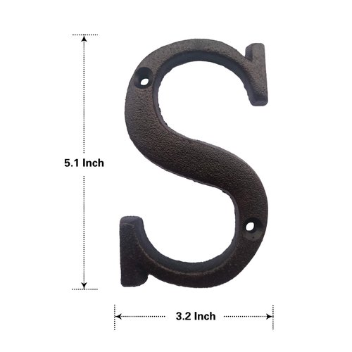 5.5 Inch House Numbers, Cast Iron House Numbers for Outside, Address Numbers for Houses, Farmhouse, Garage, Shop, Offices, Hotel, LETTER S