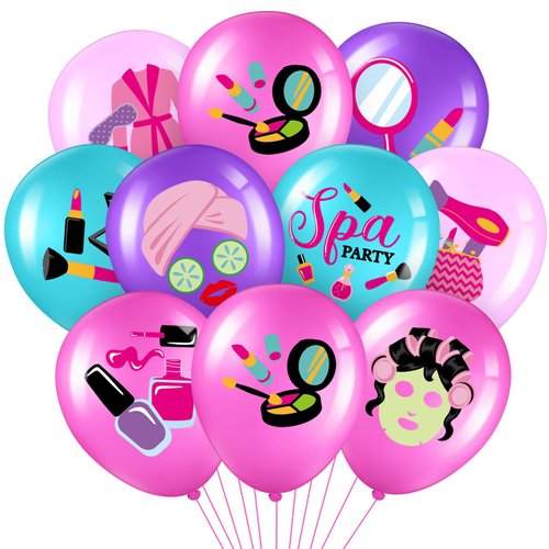Censen 45 Pieces Spa Latex Balloons Makeup Party Decorations Balloons Makeup Spa Theme Latex Balloons Cosmetics Party Balloons for Girls Makeup Theme Spa Day Decor Supplies Indoor Outdoor