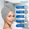KEEPOZ Hair Towel Wrap Quick Dry 100% Cotton Super Absorbent Turban Head Wrap for Women with Button, Non Microfiber Anti Frizz Hair Products, Hair Cap for Curly, Long & Thick Hair (Grey, 1 Pc)