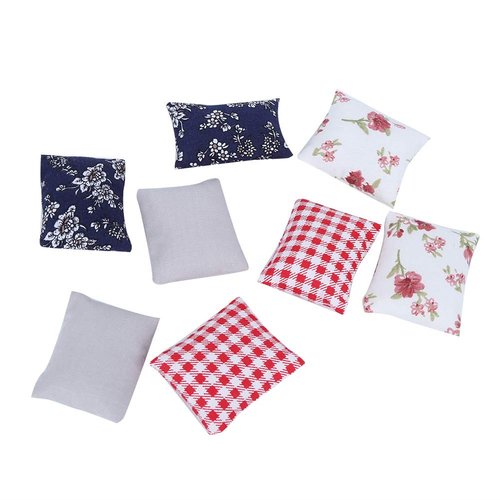 8pcs Dollhouse Pillow, 1:12 Dollhouse Miniature Simulated Pillow Cushions Furniture Model Toy Accessory for Kids Gift(Sofa Pillow)